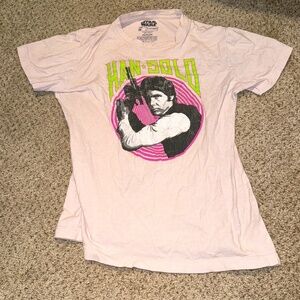 Limited Edition Women's Pink Star Wars Han Solo Shirt - Size Medium, Short Sleev